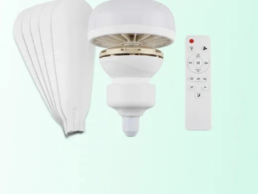 Peças do kit: unidade LED com motor, cinco hélices e controle remoto